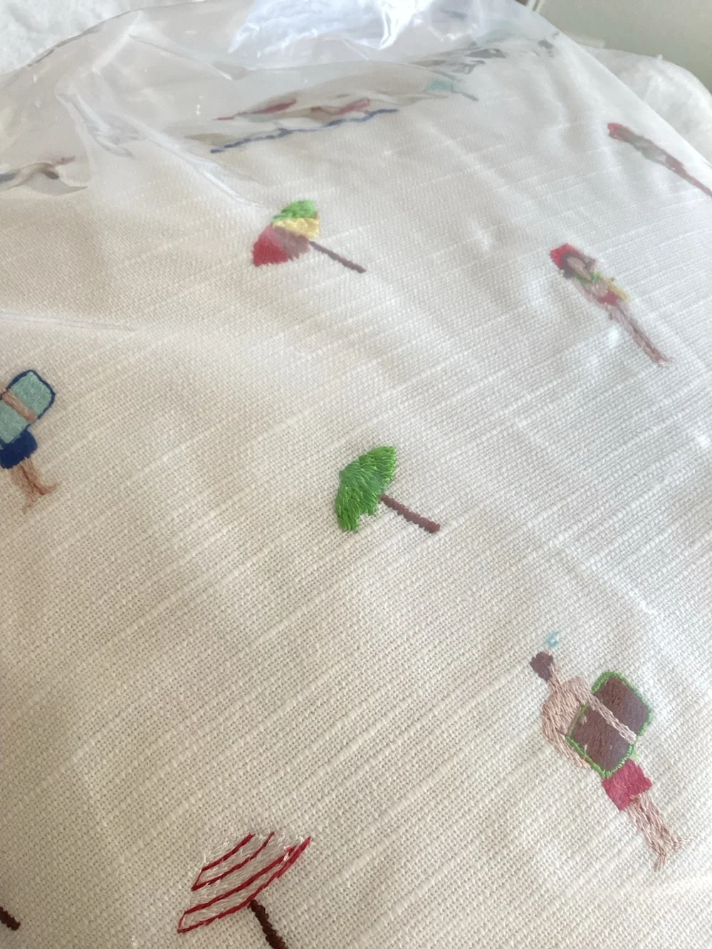 Anthropologie Embroidered Pillow Alma Cotton Beach New